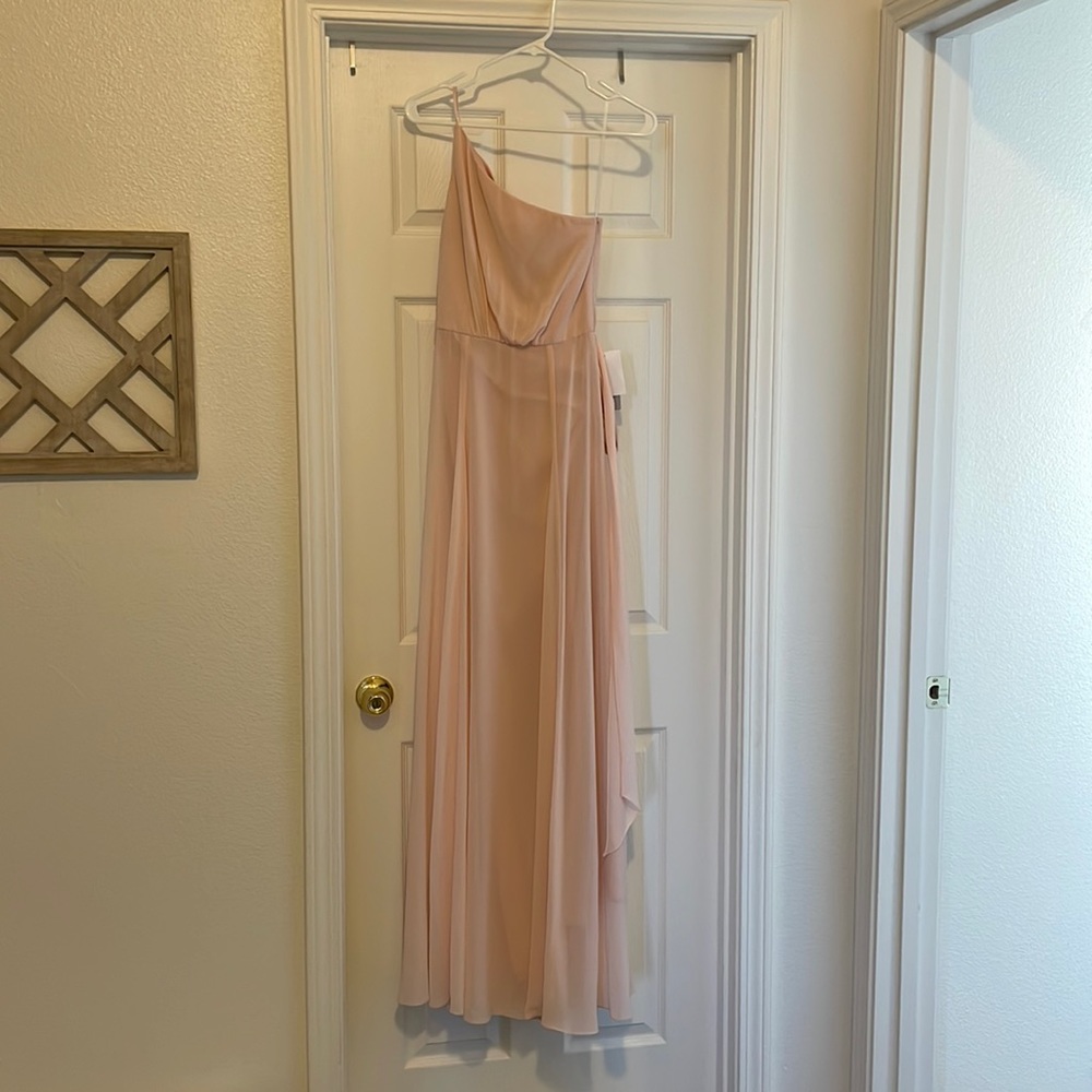 Amsale Blush Pink one shoulder dress, Size 0, NWT